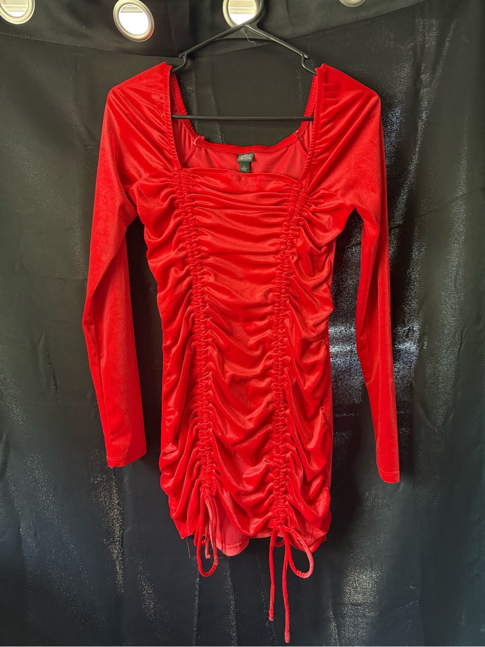 wild fable Red Velvet Ruched Mini Dress